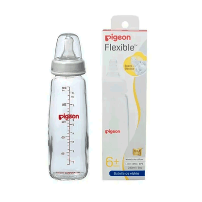 Mamadera Vidrio 240Ml Flexible Edad6+m Pigeon