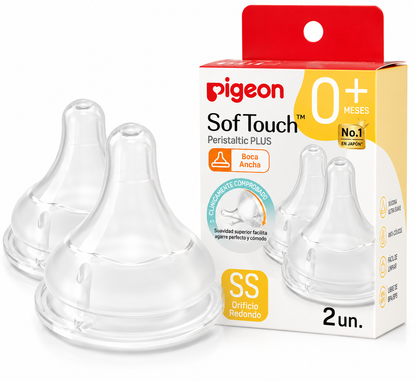 Tetinas Pigeon SofTouch Boca Ancha SS 0M+ | Pack 2 Repuestos Originales
