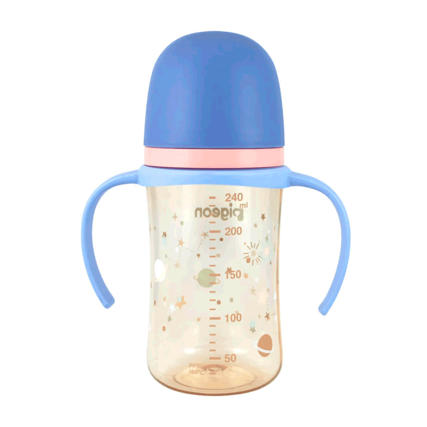 Mamadera Biberón Pigeon SofTouch Planets 3 con Asa 240 ml | 3+ Meses