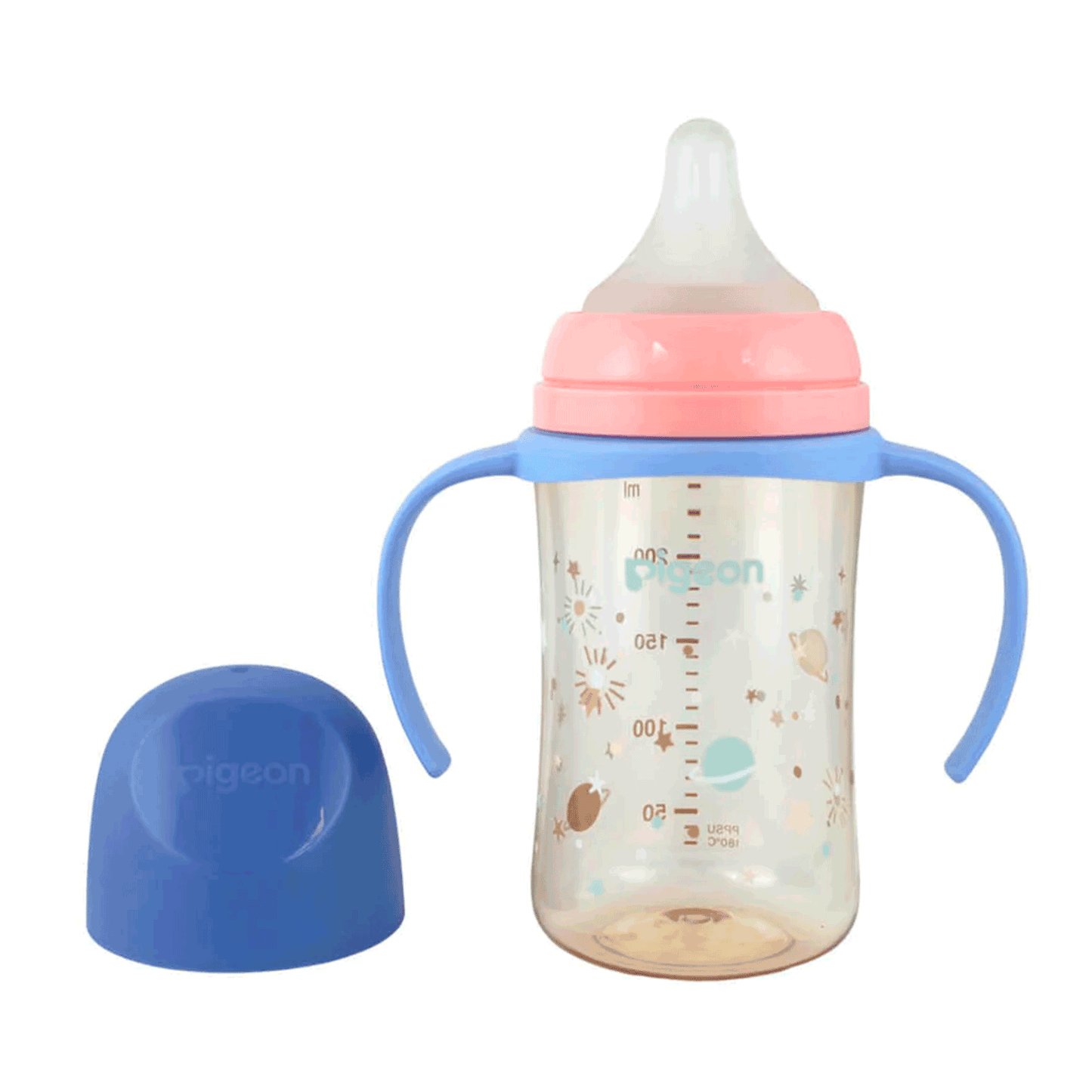 Mamadera Biberón Pigeon SofTouch Planets 3 con Asa 240 ml | 3+ Meses
