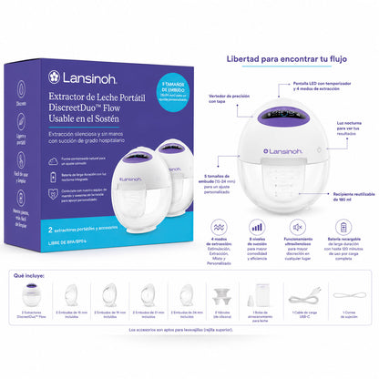 Extractor de Leche Portátil DiscreetDuo Flow Lansinoh | Manos Libres | Fuerza Hospitalaria