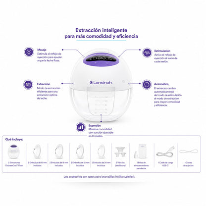 Extractor de Leche Portátil DiscreetDuo Flow Lansinoh | Manos Libres | Fuerza Hospitalaria