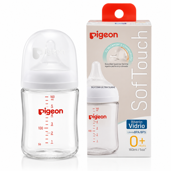 Mamadera Pigeon SofTouch Vidrio Boca Ancha 160 ml | 0+ Meses
