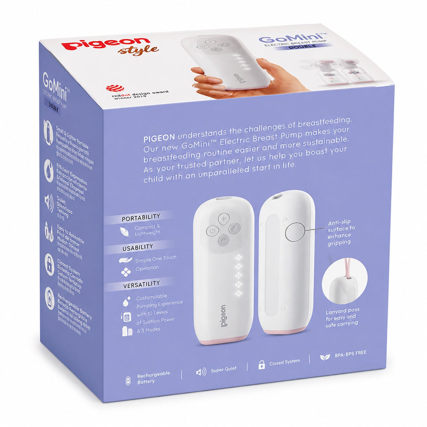 Extractor de Leche Eléctrico Doble Go mini Pigeon