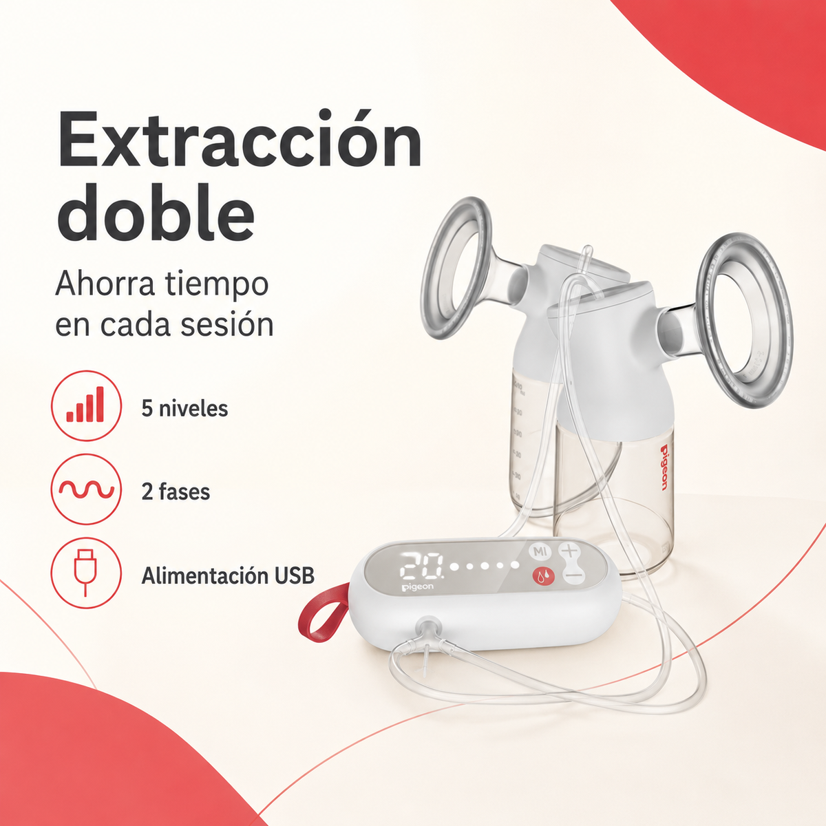 Extractor De Leche Eléctrico Double Go mini Pigeon