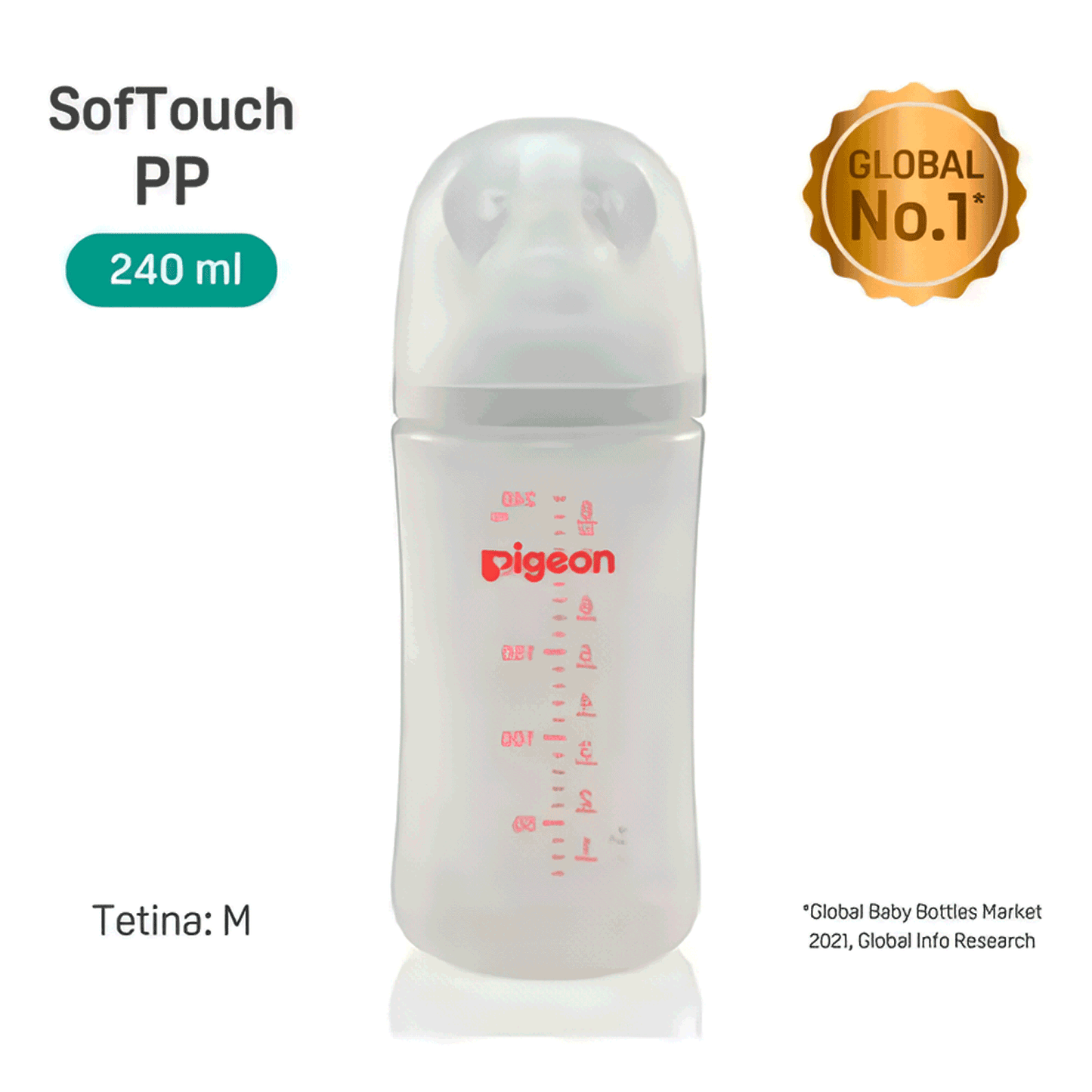Mamadera Softouch Boca Ancha 240Ml Pp 3+ m  Pigeon