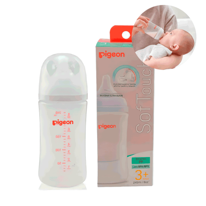 Mamadera Softouch Boca Ancha 240Ml Pp 3+ m  Pigeon