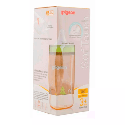Biberón Mamadera Pigeon SofTouch PPSU Forest Verde Claro 240 ml | 3+ Meses