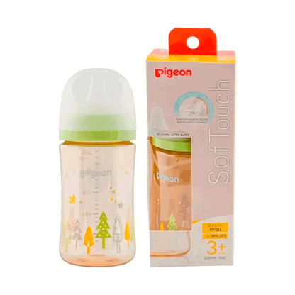 Biberón Mamadera Pigeon SofTouch PPSU Forest Verde Claro 240 ml | 3+ Meses