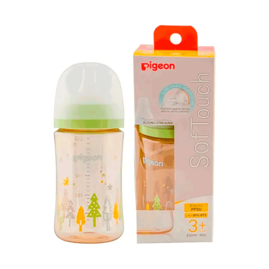 Biberón Mamadera Pigeon SofTouch PPSU Forest Verde Claro 240 ml | 3+ Meses