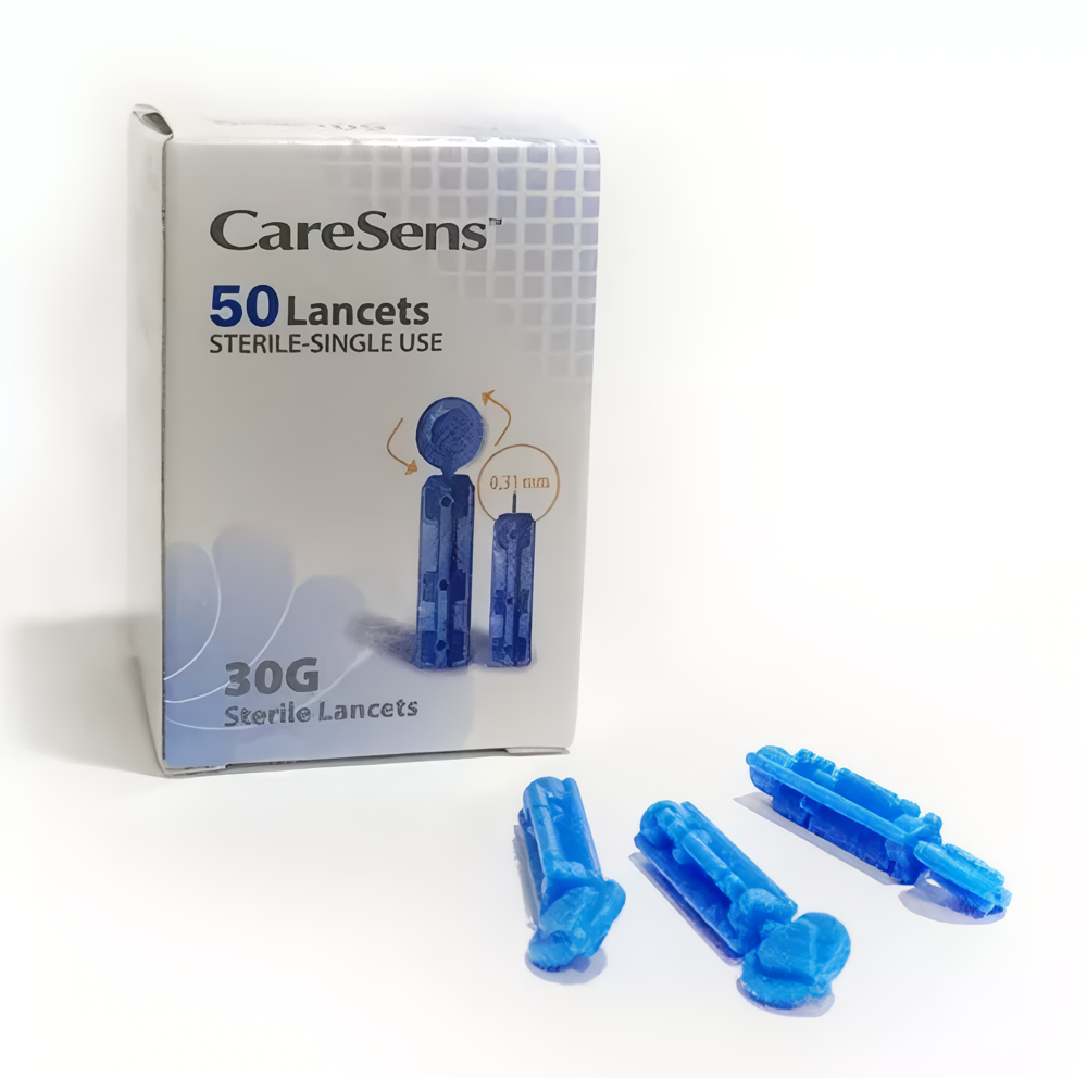 50 Tiras Reactivas CareSens N + 50 Lancetas Estériles | Kit de Reposición para Control de Glucosa