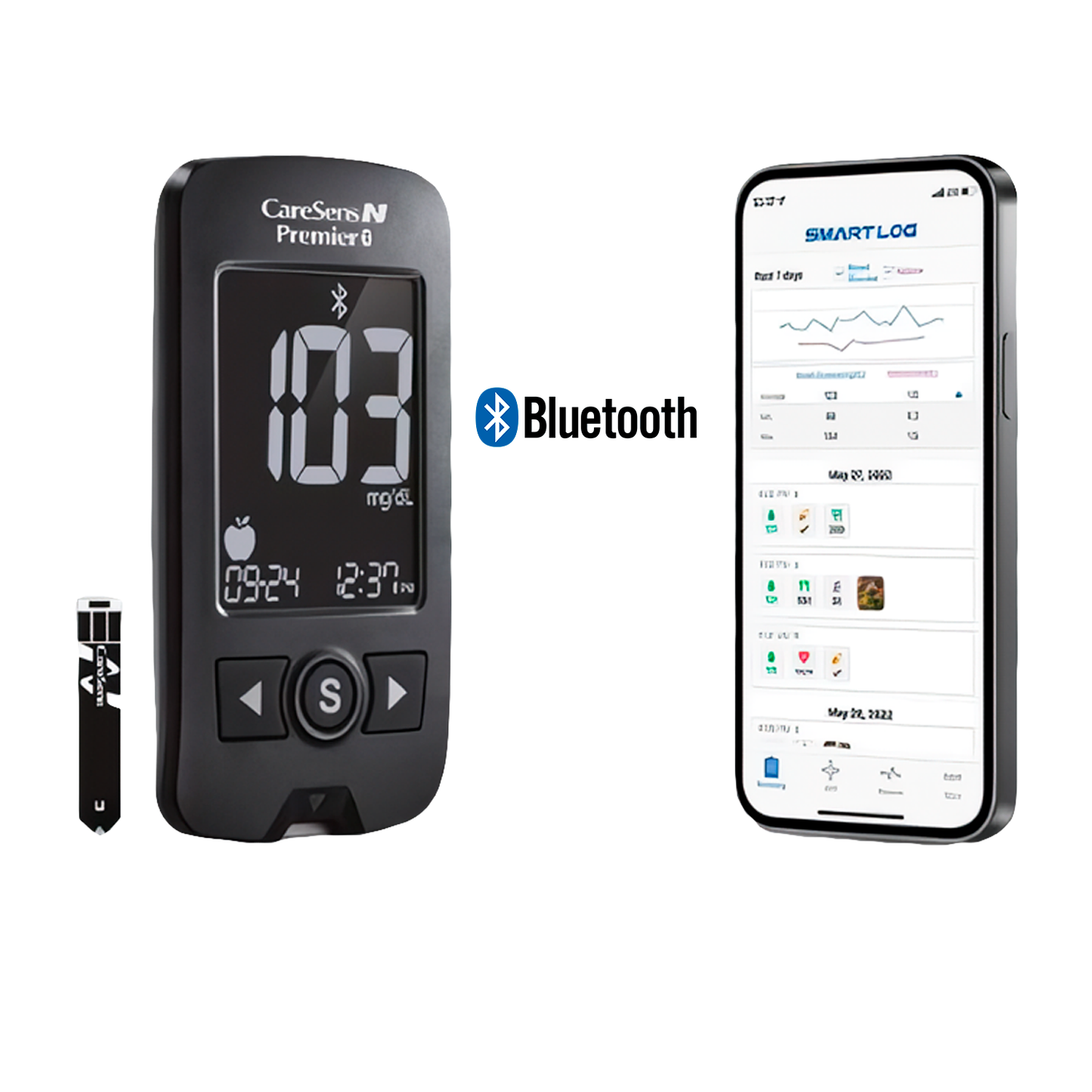 Glucómetro Caresens N Premier Bluetooth Glicemia 50Cintas+50Lan