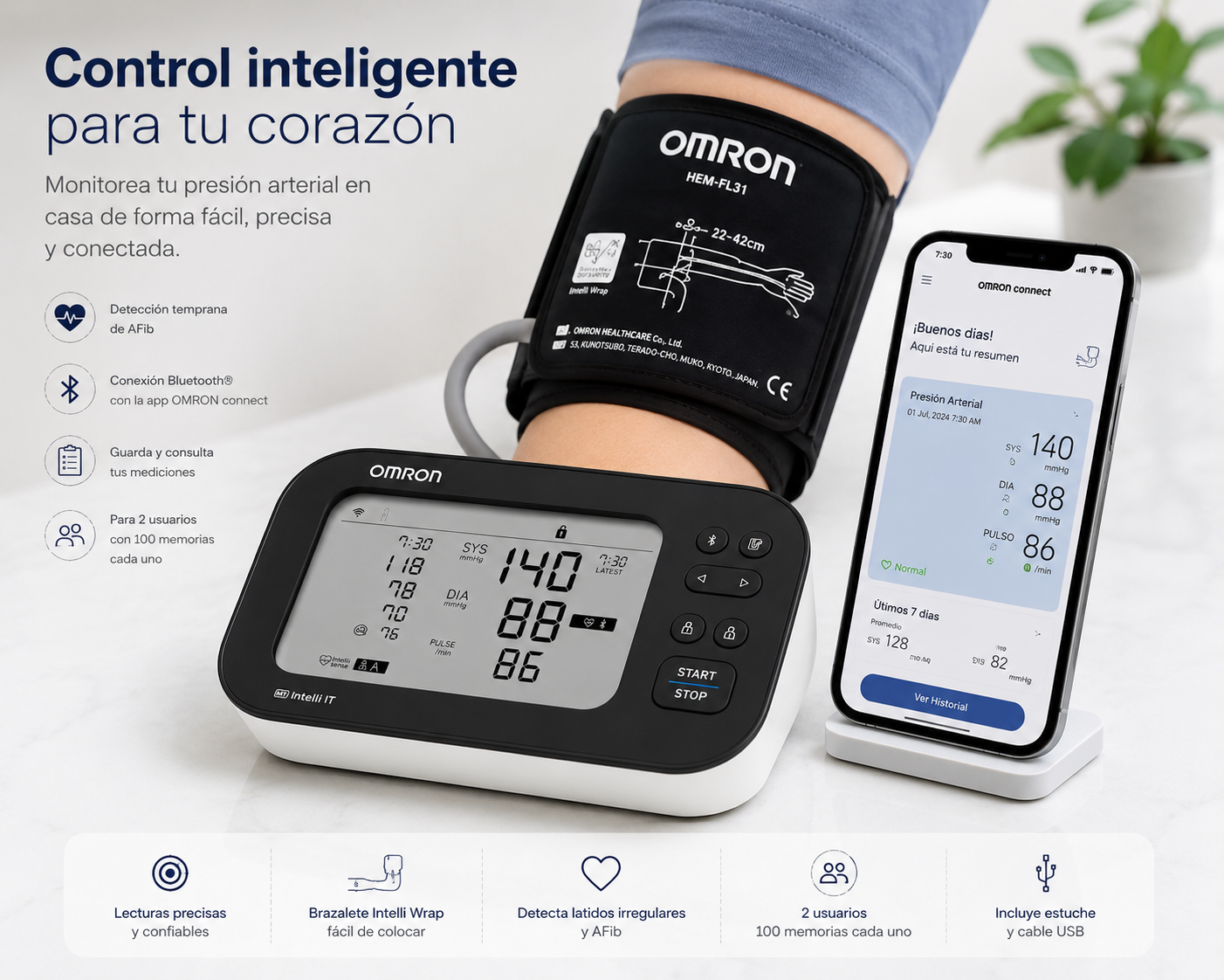 Toma Presión Digital Omron M7 Intelli It Afib Con Bluetooth
