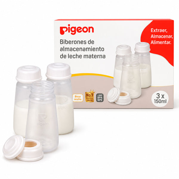 Biberones de Almacenamiento de Leche Materna Pigeon 5oz (150 ml) Pack 3 Unidades