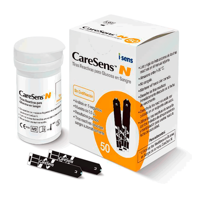 50 Tiras Reactivas CareSens N + 50 Lancetas Estériles | Kit de Reposición para Control de Glucosa