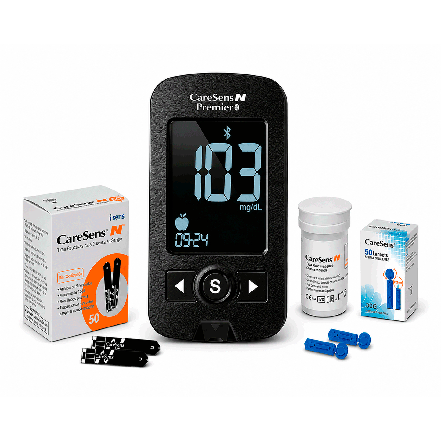 Glucómetro Caresens N Premier Bluetooth Glicemia 50Cintas+50Lan